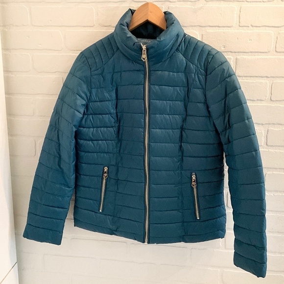 Nanette Lepore Puffer Jacket Outdoor Teal Blue Down Lighweight Lined S - Picture 2 of 16
